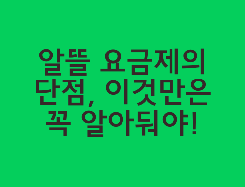 알뜰요금제단점